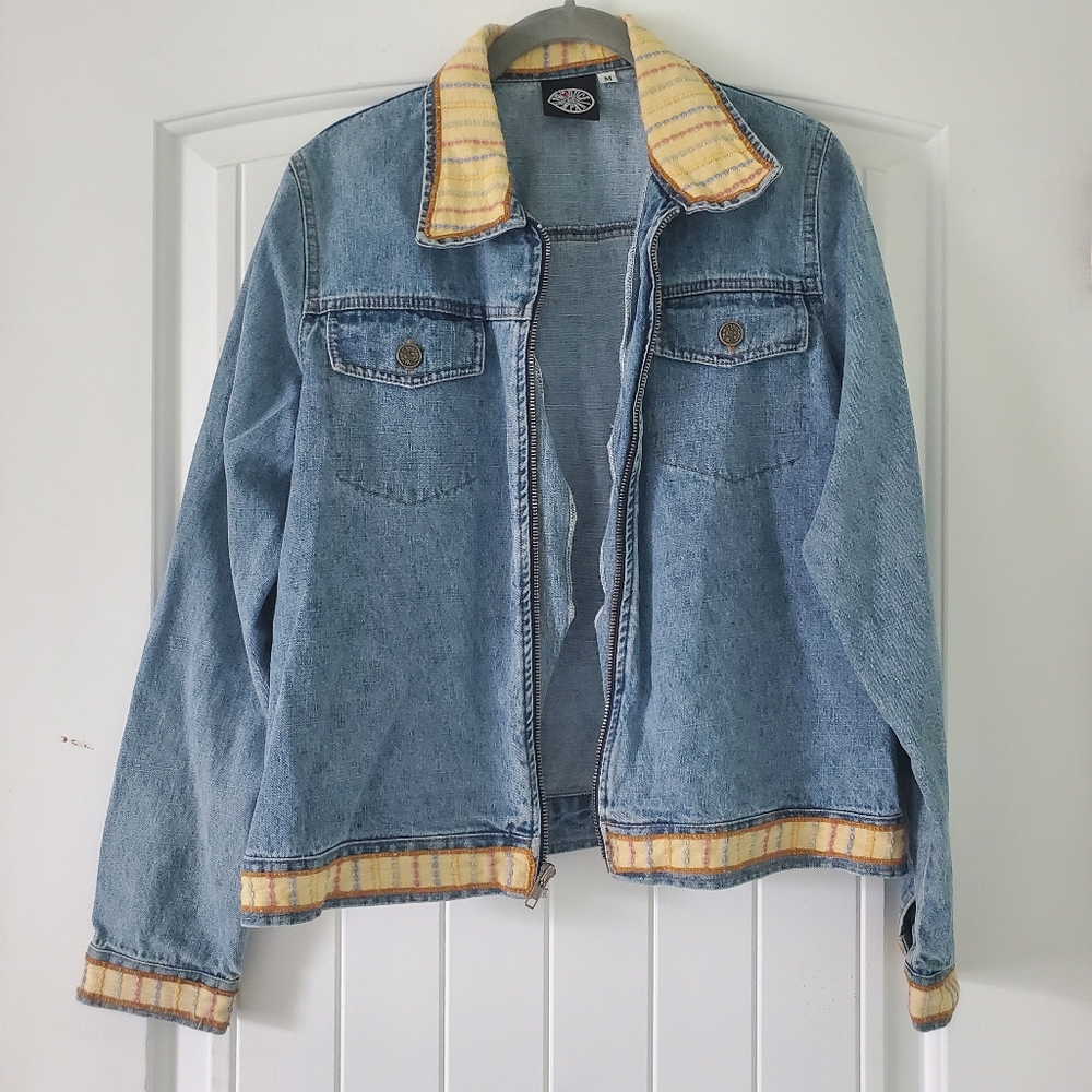 Vintage Style Zippered Jean Jacket